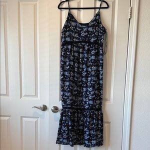 CeCe Navy Blue Floral Midi Dress